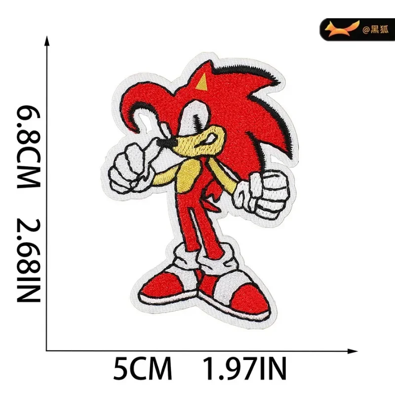 소닉 애니메이션 자수 패치, 의류 DIY 자수 다림질 스티커, 만화 배지, 어린이 생일 파티 장식