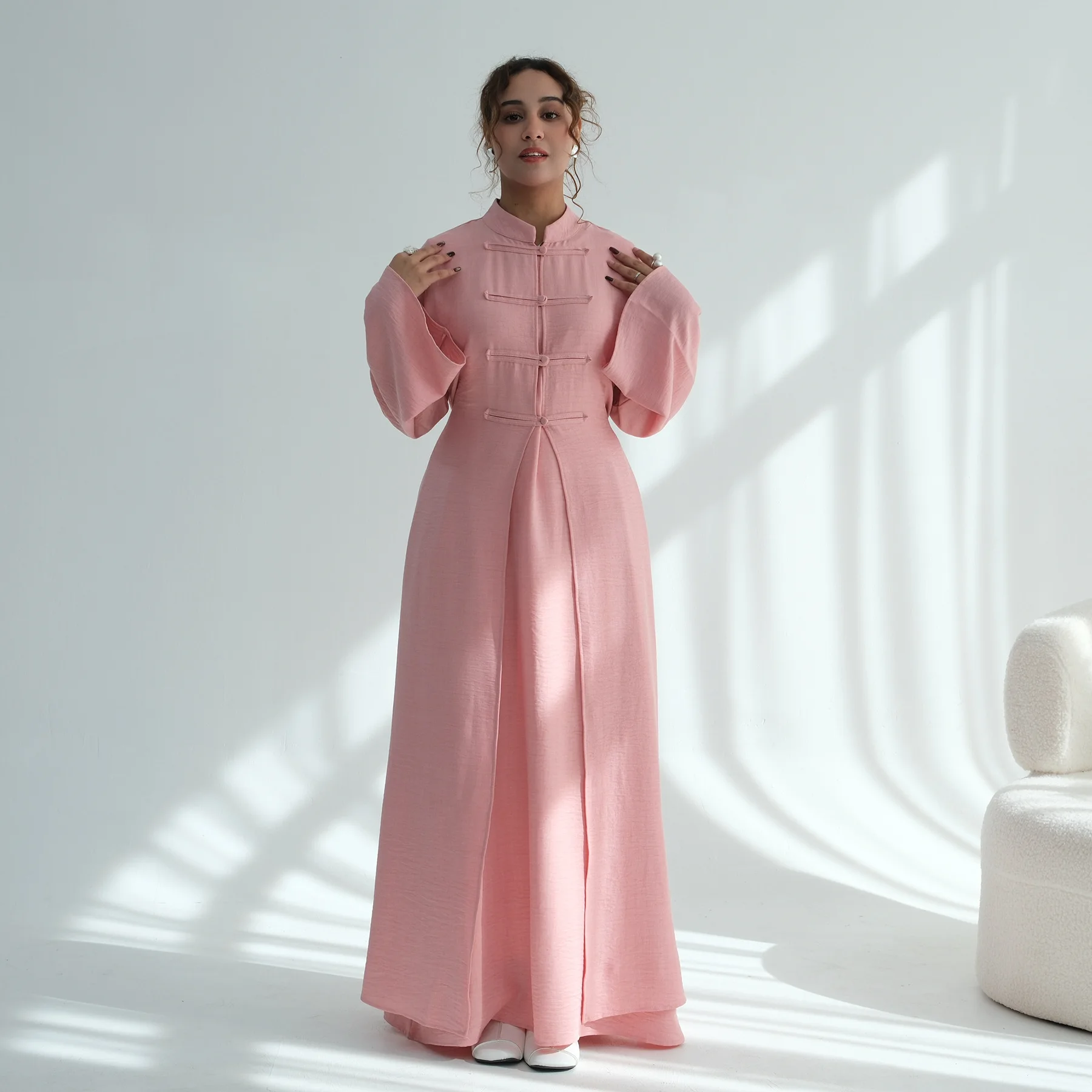 Eid Abaya Dress Women 2 Piece Set Chinese Style Muslim Jalabiya Ramadan Dubai Vestidos Largos Party Arab Long Robe Kaftan 2026 view 6
