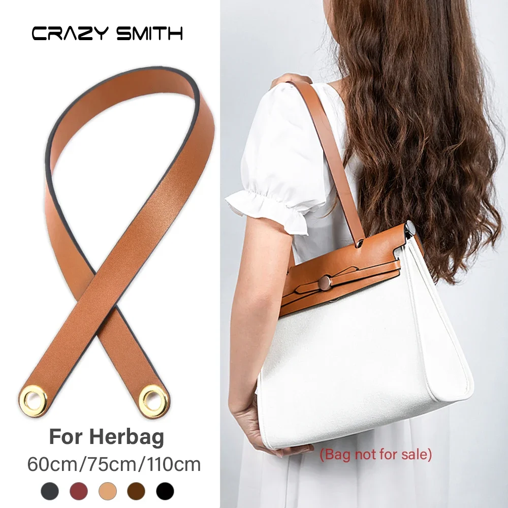 CRAZYSMITH 100% Genuine Leather Bag Strap For Hermes Herbag31 Short Shoulder Straps 110CM Modified Replacement Bag Accessories