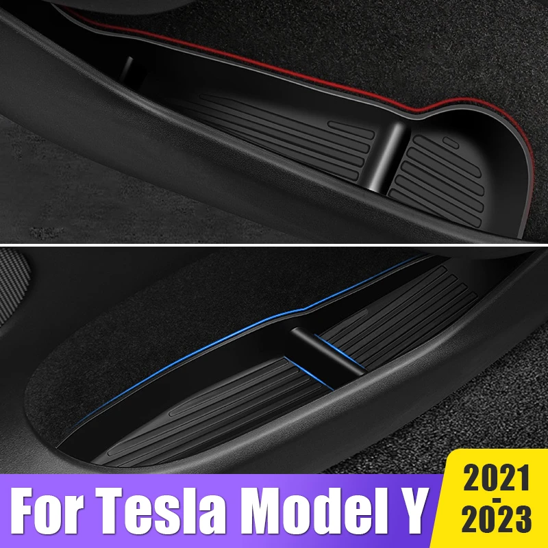 

2Pcs Front Door Side Storage Box Handle Armrest Organizer Tray Decoration For Tesla Model Y 2021 2022 2023 Interior Accessories