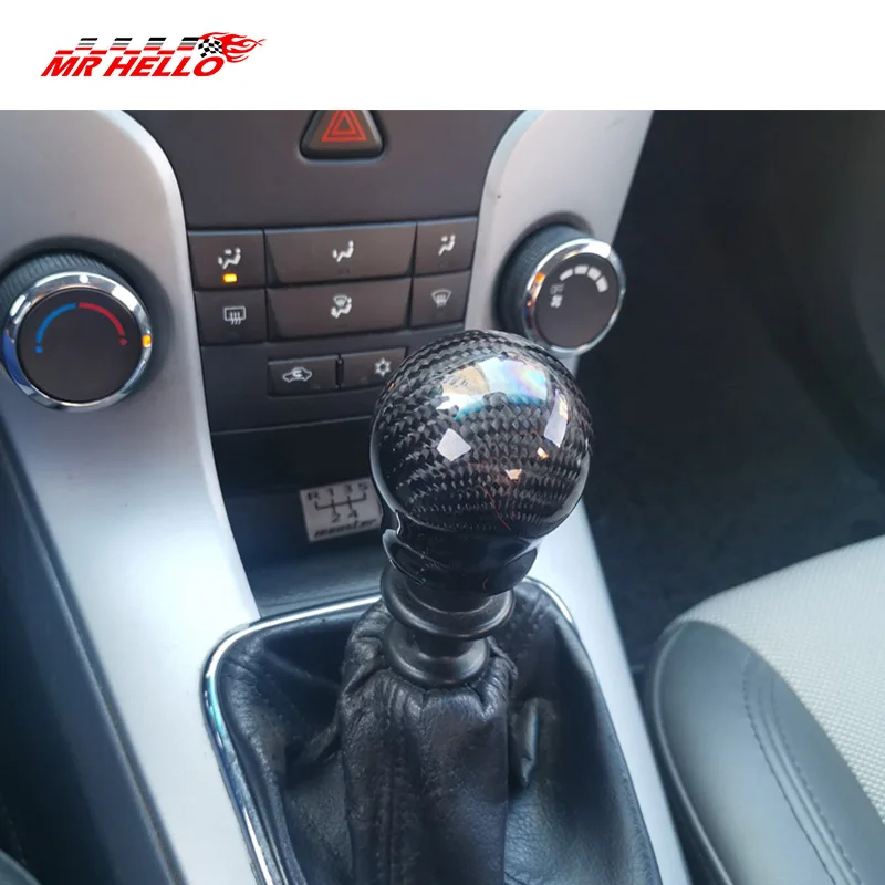Universal Carbon Fiber Gear Shift Knob Manual Transmission Gear Stick Head Shifter Lever Handle With Limiter Adapter
