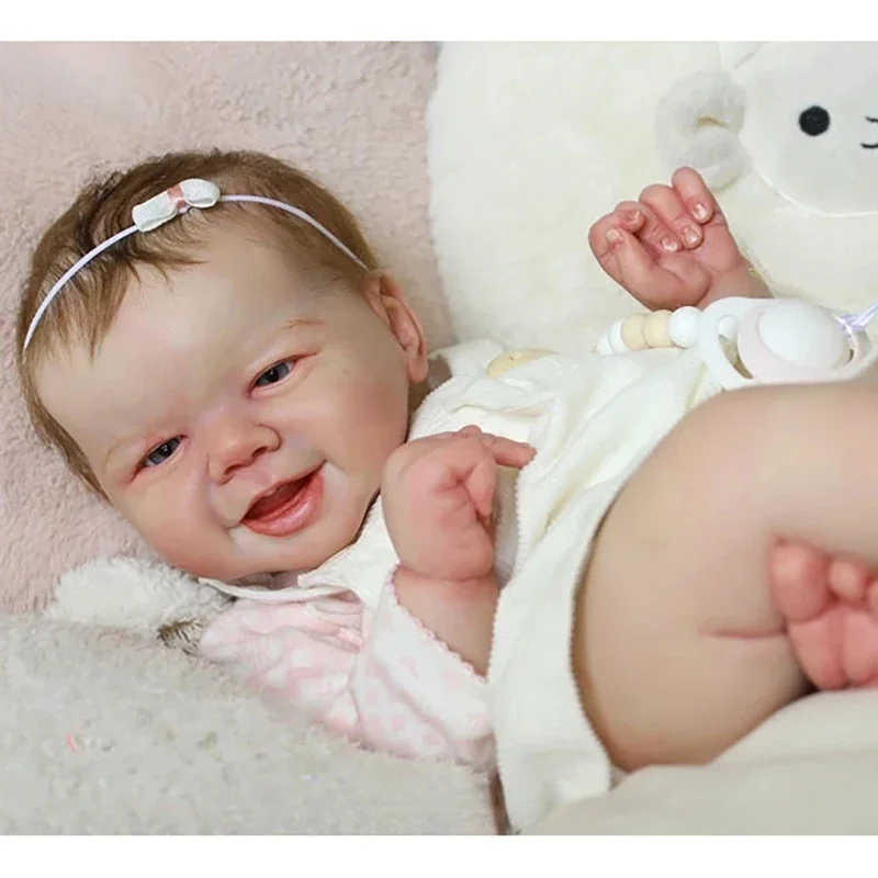 Emmy Reborn Doll Kit 19inch Soft Lifelike 3D Skin Multiple Layers Painting Doll Parts Visible Veins With Hand Draw Hair