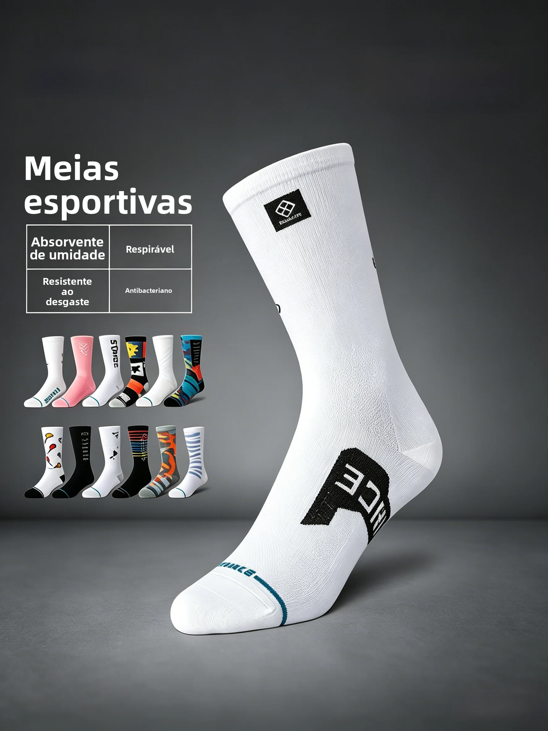 calcetines-de-ciclismo-profesionales-blancos-hasta-la-pantorrilla-transpirables-con-tecnologia-air-powered-para-competenci