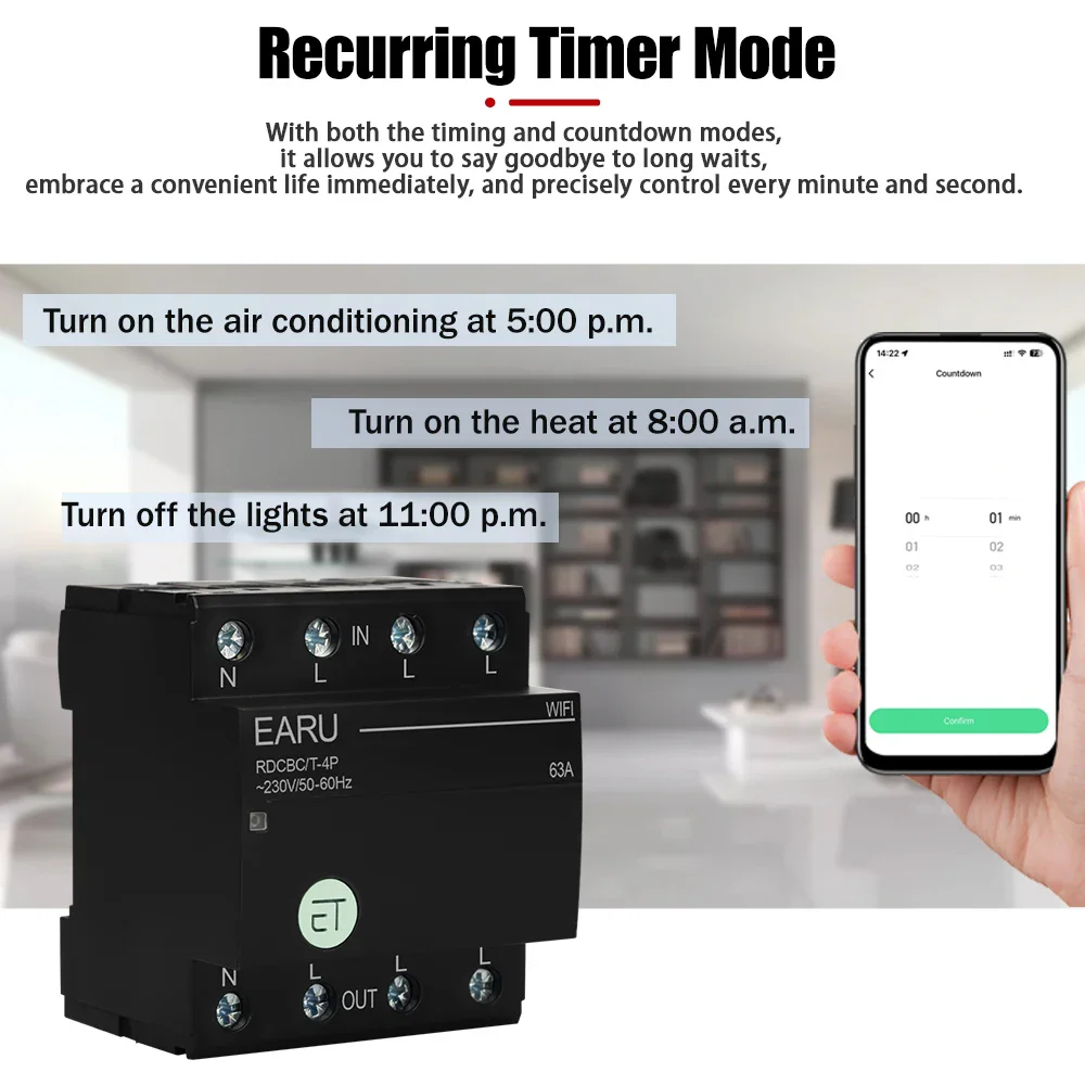 WIFI Circuit Breaker Smart Time Timer Relay Switch Voice Remote Control by Tuya eWeLink APP Smart House Amazon Alexa Google Home