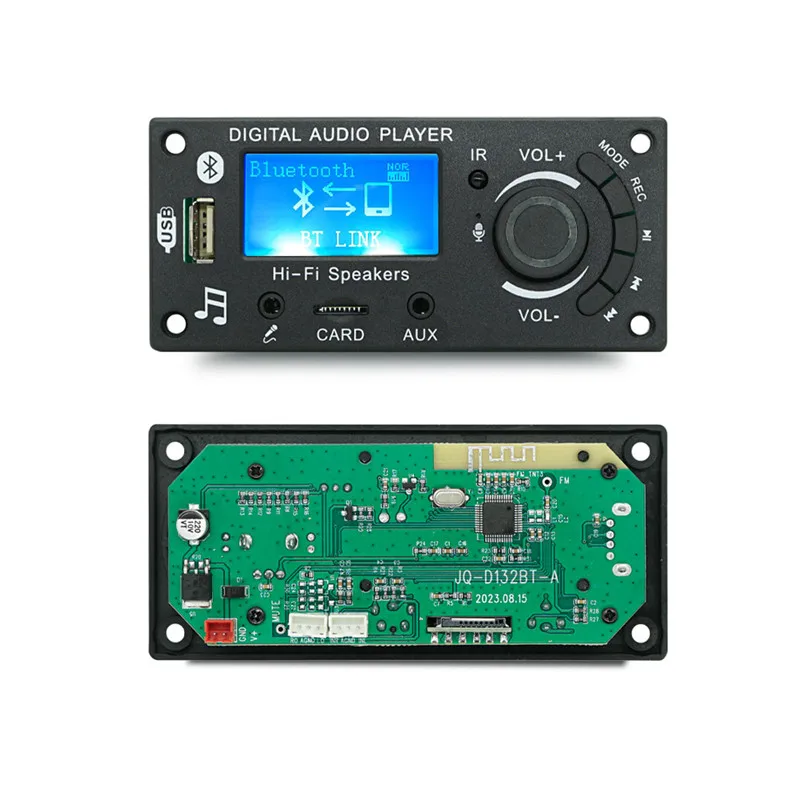 DC 12V Bluetooth 5.0 LCD MP3 WMA WAV Decoder Board Handsfree Car Audio Microphone Recording USB TF FM Mp3 Music Player Speaker