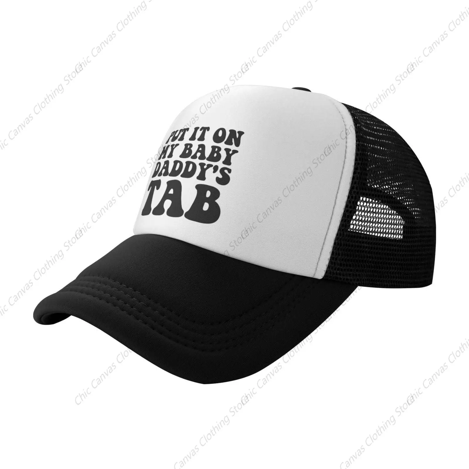 Put It On My Baby Daddy's Tab Hat Father's Day Valentine's Day Husband Wife Mesh Hat Trucker Hat Dad Baseball Cap Adjustable Hat