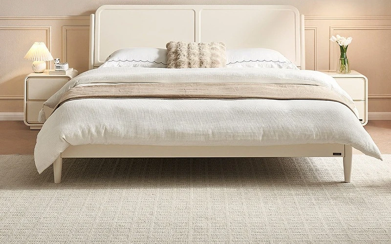 

French style, cream style, double bed, master bedroom, solid wood, foot, board type