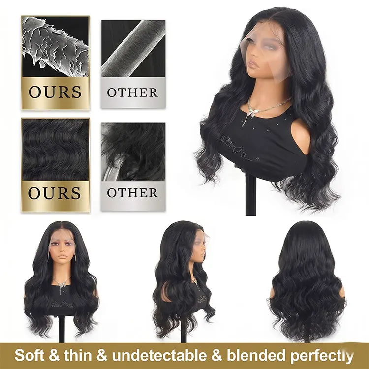 30 40 Inch Body Wave Human Hair Wigs Brazilian 13x6 Hd Transparent Lace Frontal Wig Wet And Wavy Lace Front Human Hair Wig Natural Black image 6