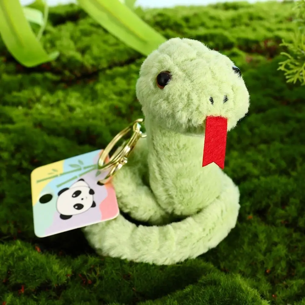 Fashion Cartoon Animal Snake Keychain Soft Furry Snake Stuffed Dolls Ornaments New Year Plush Toys Pendant Girl