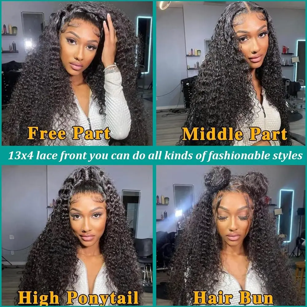 13X4 Lace Frontal Human Hair Wigs Deep Wave Lace Front Wigs 180% Density Wave Curly Wigs For Women PrePlucked Lace Wig Cheap Wig