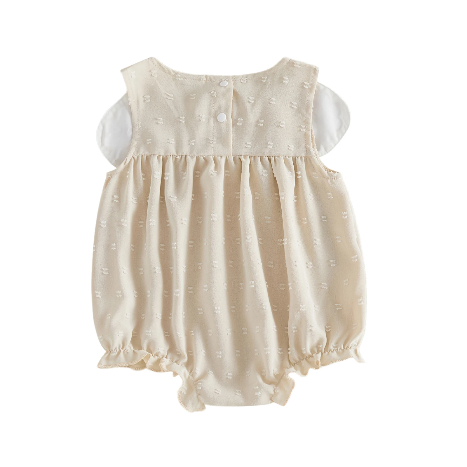 

0-18M Newborn Baby Girls Rompers Easter Clothes Bunny Embroidered Crew Neck Sleeveless Infant Bodysuits Jumpsuits