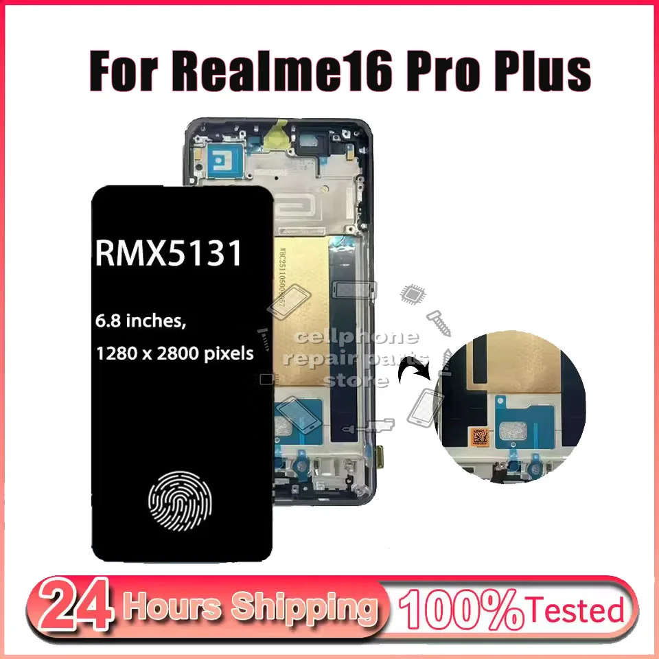 Tested RMX5131 Premium Lcd For Realme 16 Pro+ Plus 5G LCD Display Touch Screen Digitizer Panel Assembly Replacement Repair Parts