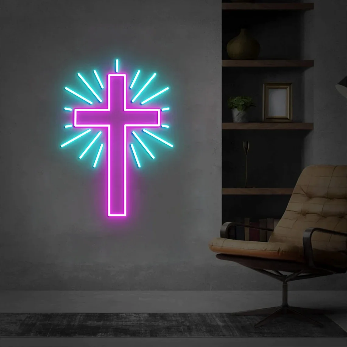 Imagem -04 - Cross Neon Sign Shinging Jesus para Crianças Baby Night Decoração de Parede Quarto Dimmable Faith Sign Sala de Estar Casamento