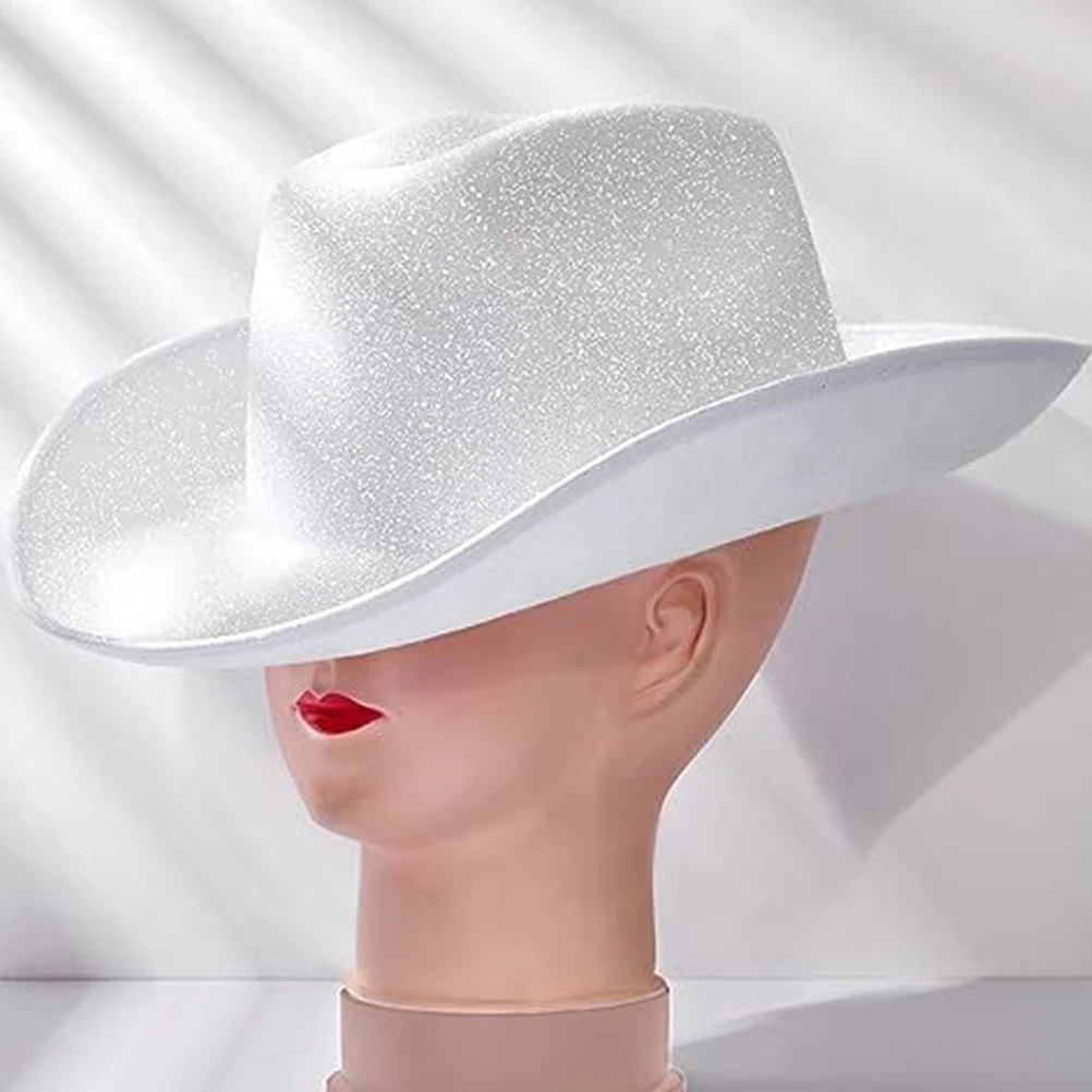 

Shiny Cowboy Hat Disco Mirror Bucket Cowgirl Sequined Party Western Theme Prom Wedding Halloween Fancy Dress Up Solid Color Hat