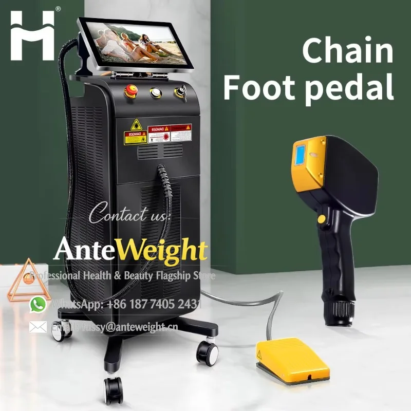 2026 Cloud Computing Dual or One Heads Ice Titanium CE TUV  600-2400W Diode Laser Hair Removal  Machine with Chain Foot Pedal