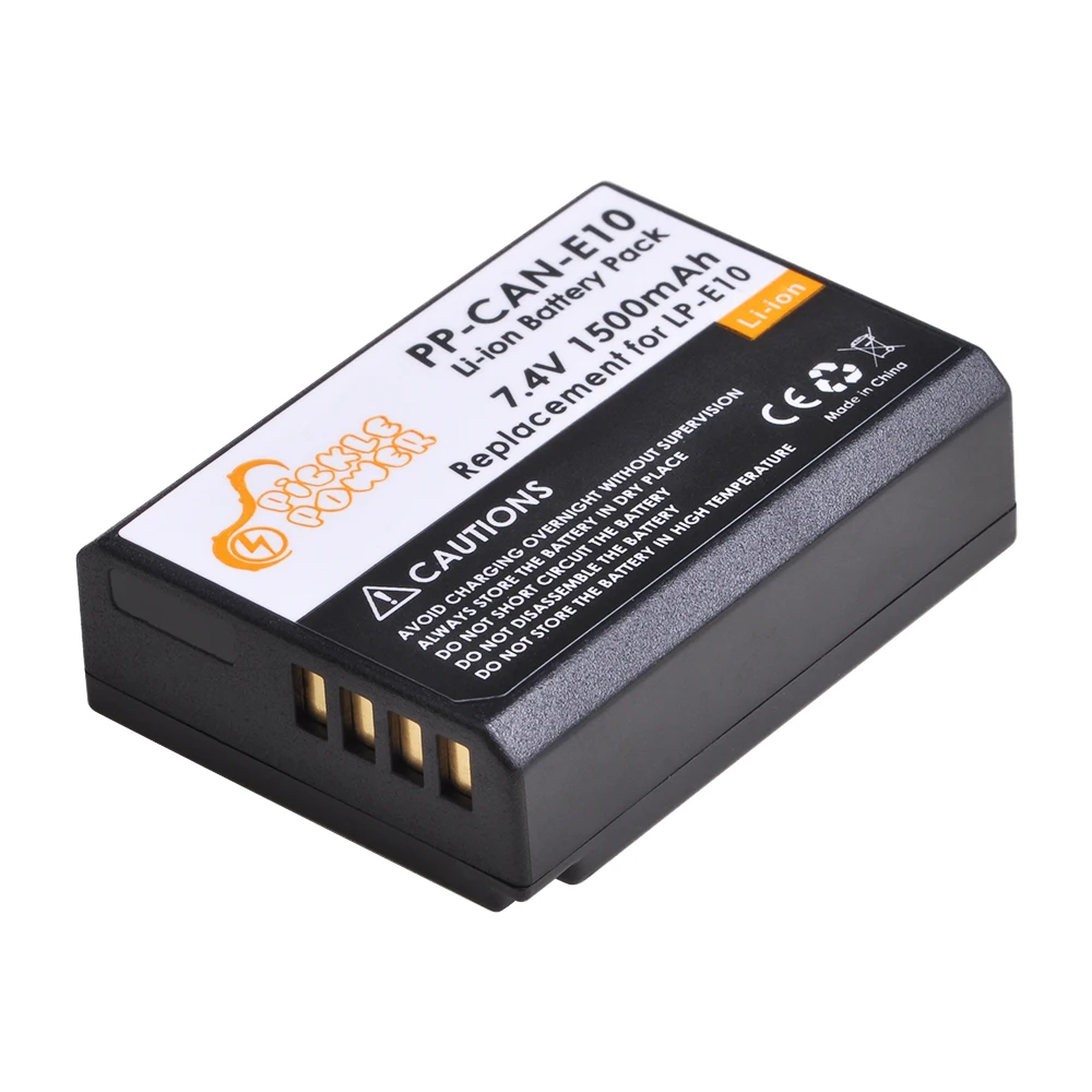 Pickle Power 1500mAh LPE10 LP-E10 LP E10 Digital Camera Battery for Canon EOS 1300D 1500D 2000D Rebel T5 T6 KISS X50 X70 X80 X90