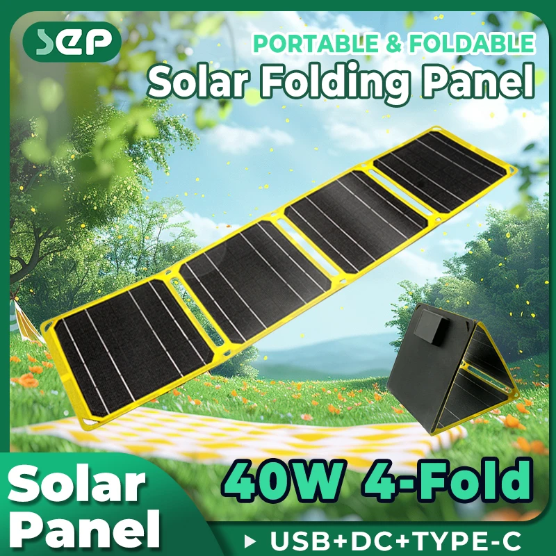 40W Foldable Solar Panel Portable Solar Panels Charger USB 5V DC Full Time Power Solar Panel Mobile Power Supply Camping IPhone