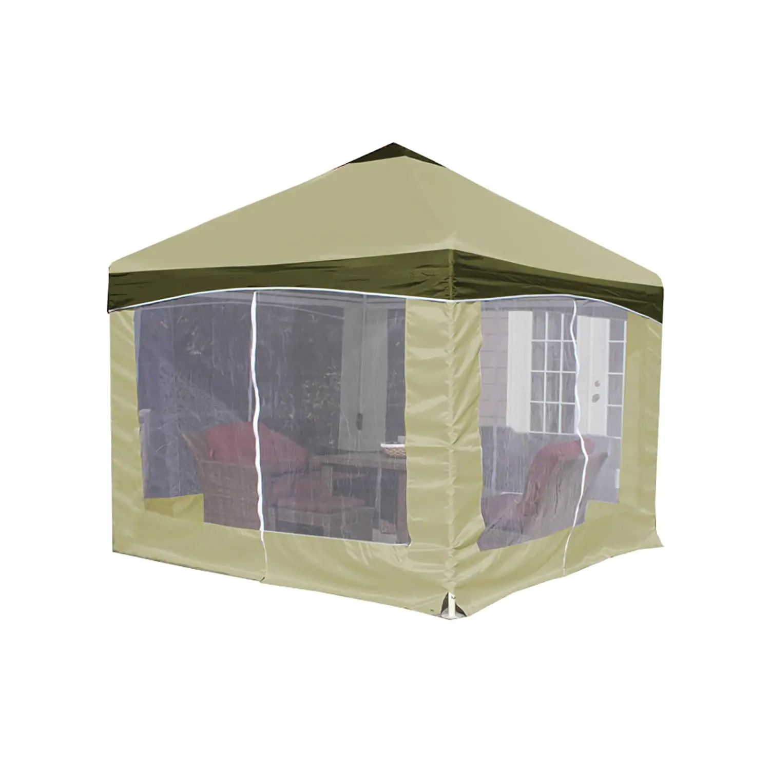 10x10ft Outdoor Gazebo Canopy Tent 4-Leg 300D Polyester w/Sides for Patio Deck Party, Customized