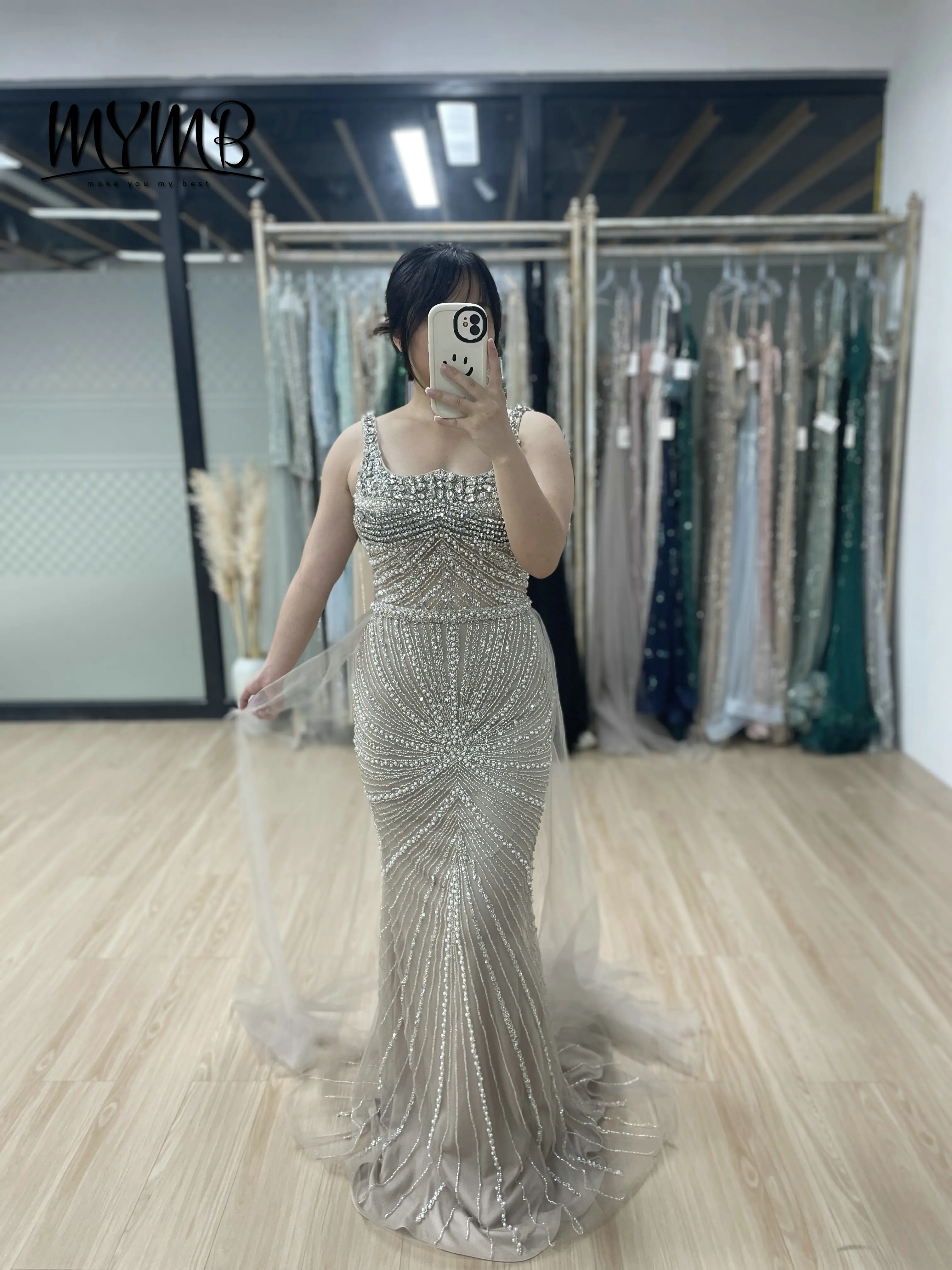 

MYMB Гламурные вечерние платья без рукавов в Дубае, платья для выпускного вечера, жемчуг-русалка, расшитые блестками и бисером, вечерние платья Vestido MB40238