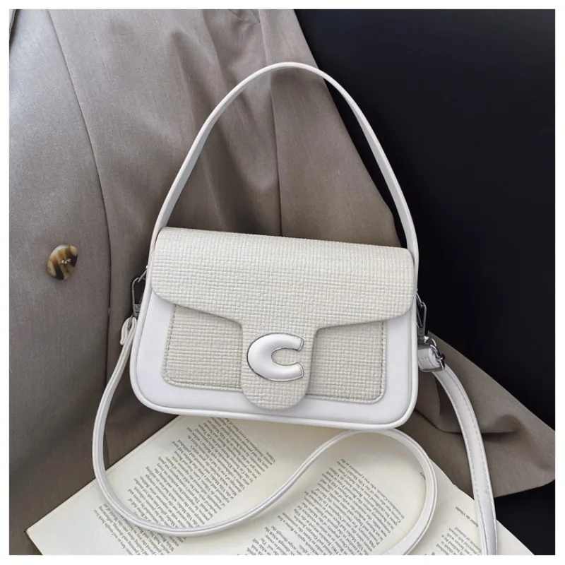 حقيبة كروس جلدية فاخرة مزخرفة للنساء، حقيبة يد أنيقة بتصميم عتيق، حقيبة يد للمتسوقين ذات سعة كبيرة