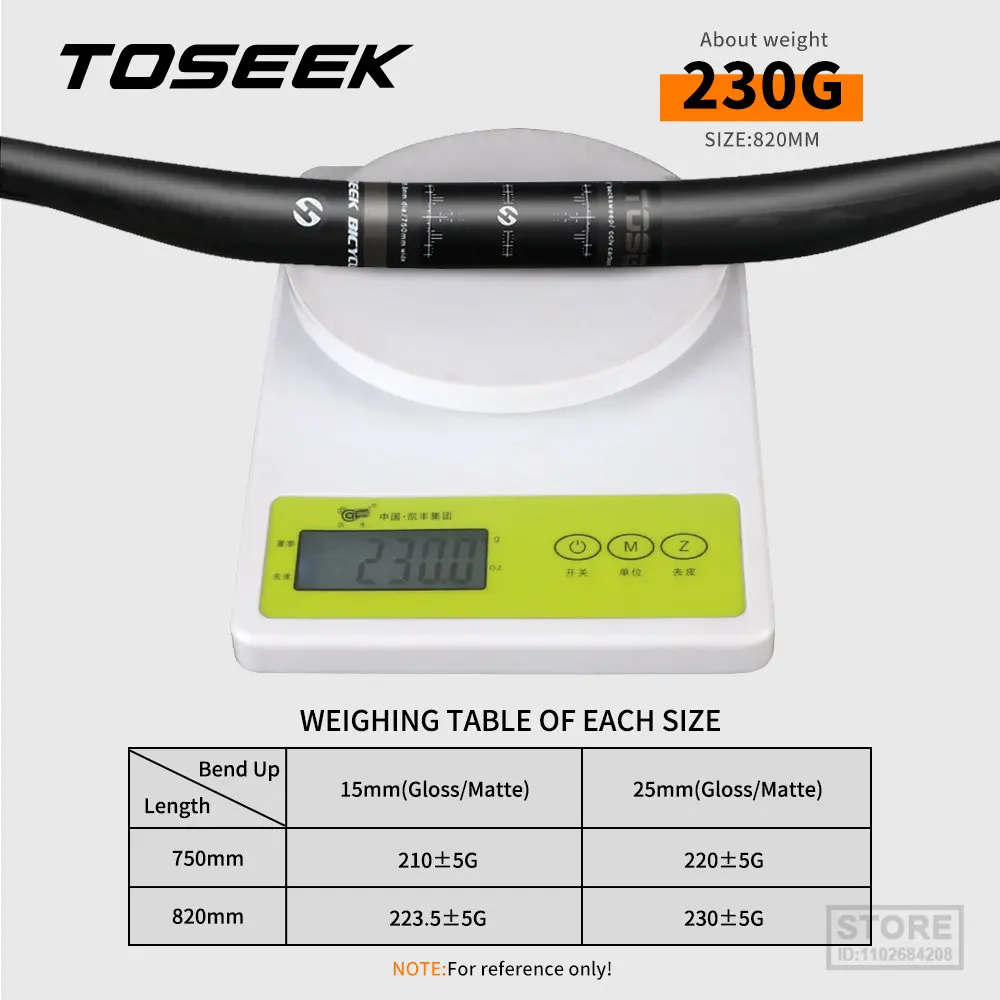 TOSEEK Bicycle Handlebar Carbon AM DH MTB  820mm Off-road Extension Swallow Shaped  31.8mm  Parts