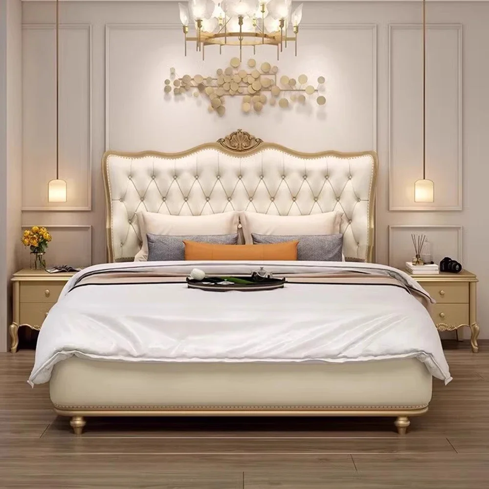 

Teenage Girls Upholstered Bed Frames Minimalist Multifunctional Headboard Bed Bedroom Double cama matrimonial Home accessories