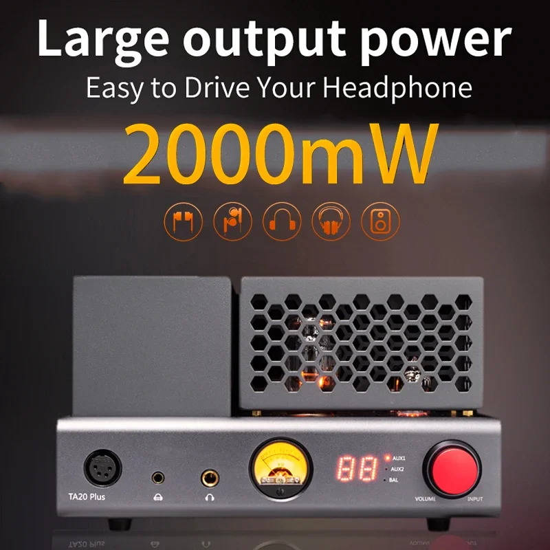 XDUOO TA-20 Plus Amplificador de auriculares de tubo equilibrado TA20 Plus Clase A Potencia de salida de entrada/salida balanceada hasta 2000 mW
