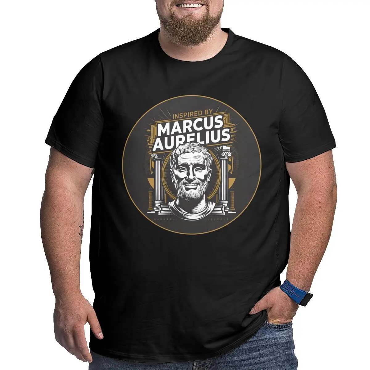 

INSPIRED BY MARCUS AURELIUS Stoic Philosopher Men vintage T Shirts Round Neck Big Tall 100% Cotton printed Plus Size 6XL printed