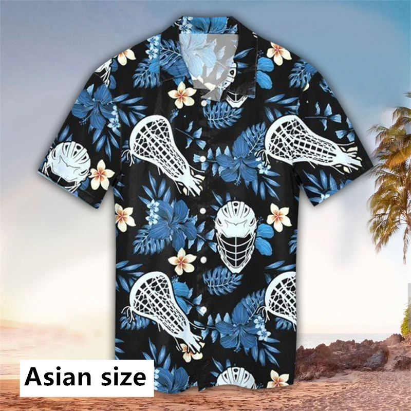 new Lacrosse 3D Print men Hawaiian Shirts summer casual Beach Short Sleevel Button Up shirts fasion holiday unisex y2k blouse