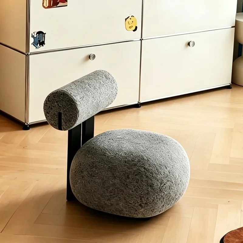 Removable Footrest Shoe Changing Stools Portable Backrest Makeup Ottoman Home Small Furniture Single Person Chair with Wheels