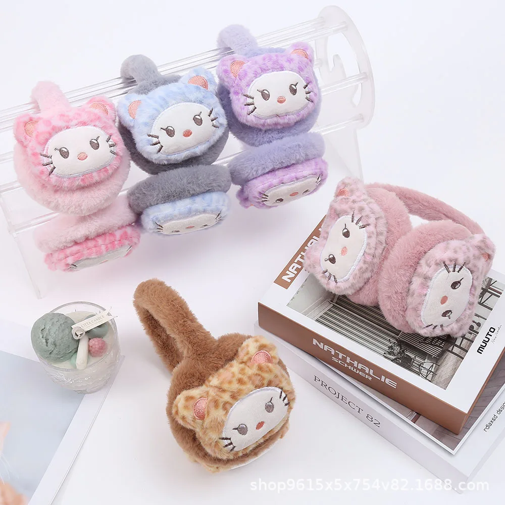 

Cartoon for KT cat earphones. New autumn-winter style for children. Cute and warm ear covers to protect from cold and frost. Gif