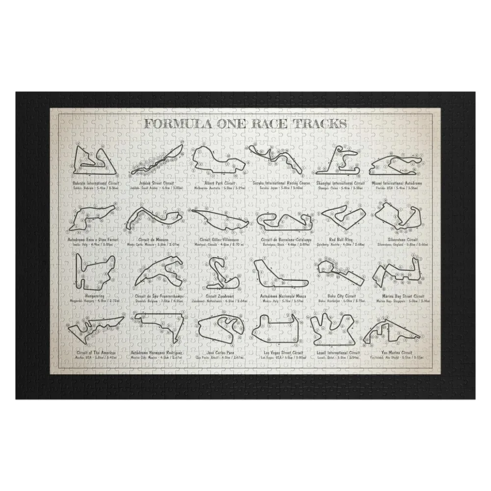 

F1 Race Tracks (Blueprint - Light Ivory) Jigsaw Puzzle Personalised Name Custom Name Wood Puzzle