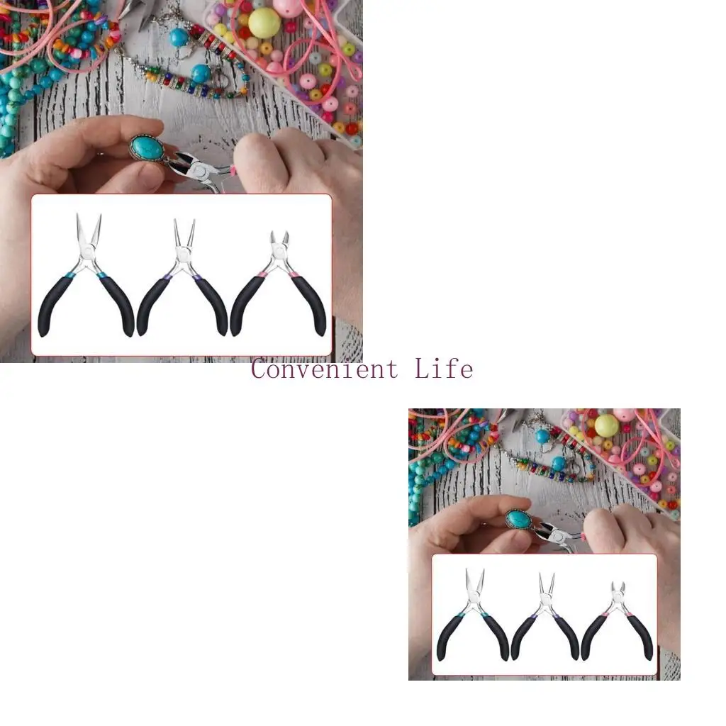 

L1EE 3Pcs Needle Nose Pliers Jewelry Pliers Jewelry Making Tool Comfortable Grip Handle Craft Pliers for Craft