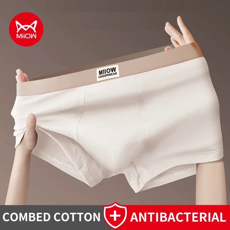 

MiiOW, 3 шт., хлопковое мужское нижнее белье, антибактериальные дышащие мужские трусы с промежностью, мягкие мужские трусы-боксеры, плавки