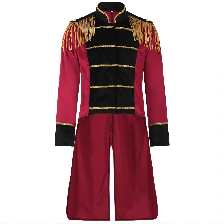 

2025 Men's Medieval Costume Tailcoat Punk Trench Retro Casual Stand Collar Circus Snare Drums Party New Halloween Long Jackets