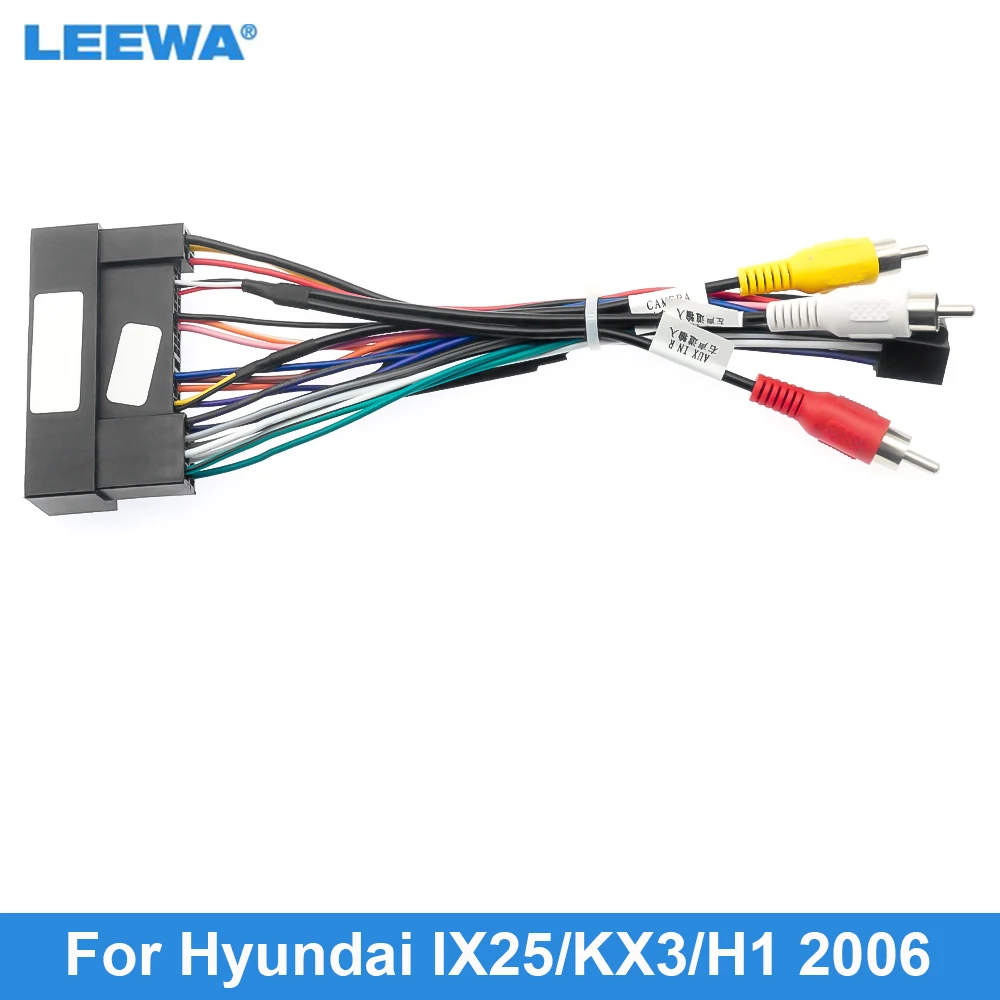 

LEEWA Car Stereo Audio 16PIN Adaptor Wiring Harness For Hyundai IX25/KX3/H1 2006+ Power Calbe Install Aftermarket