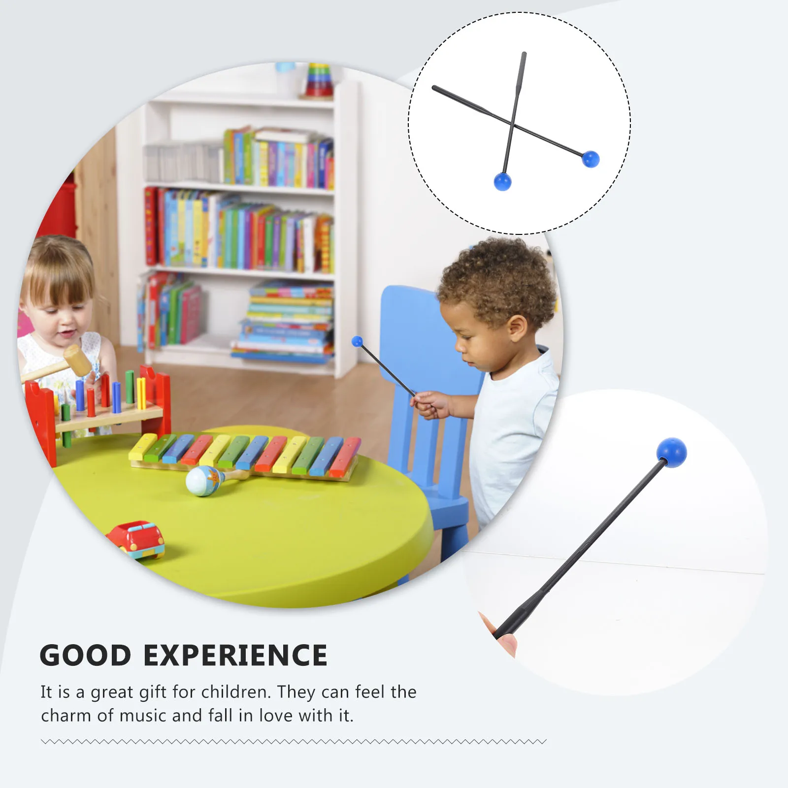

2pcs Children's Drumsticks Rubber Mallets for Xylophone Marimba Tongue Drum Percussion Sticks Premium for Xylophone
