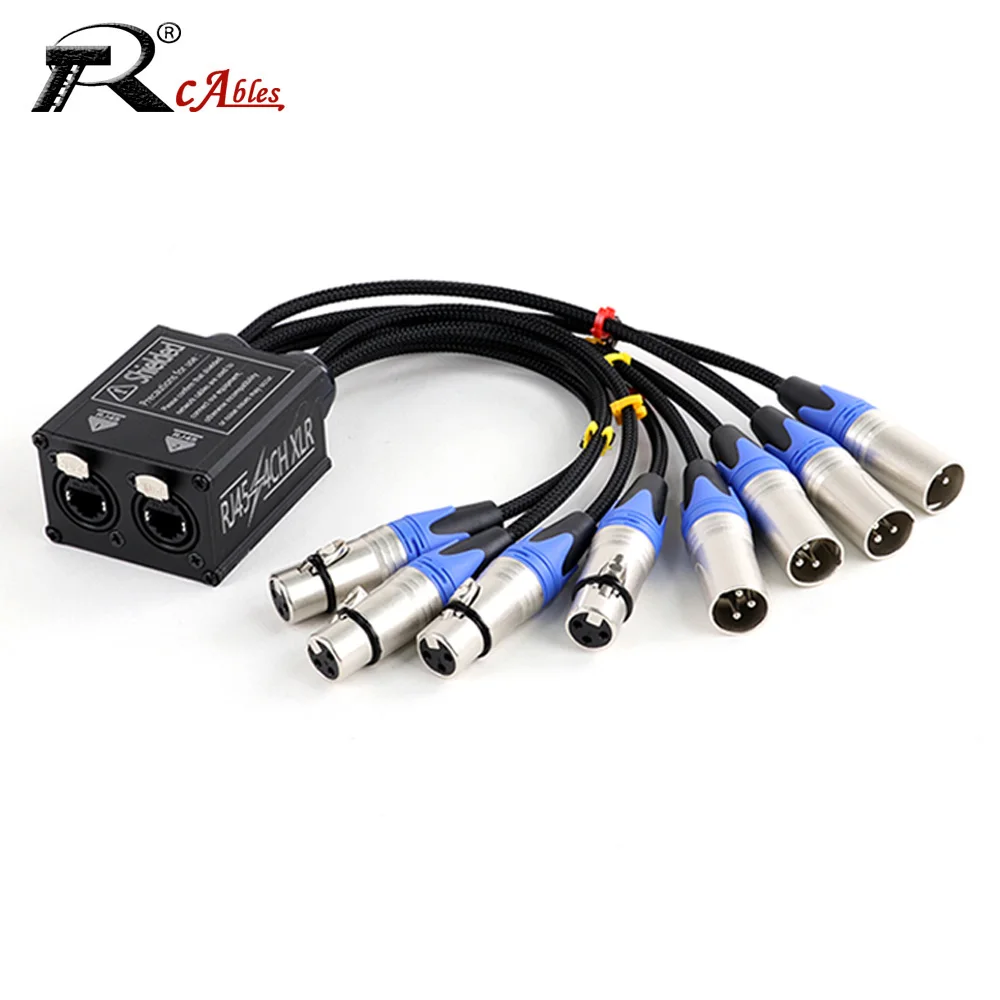 Cabo de Rede Multicanal XLR para Mixers de Áudio, 8 Canais, 3 Pinos para Duplo RJ45, Ethercon Stage Box para Estúdio de Gravação e Palco