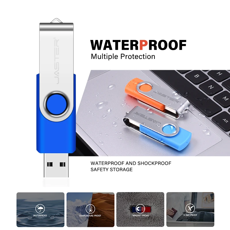 High-capacity Silver Color Rotating USB 3.0 Flash Drive 128GB 64GB 32GB 16GB 4GB Removable Storage Creative Music USB drive Gift
