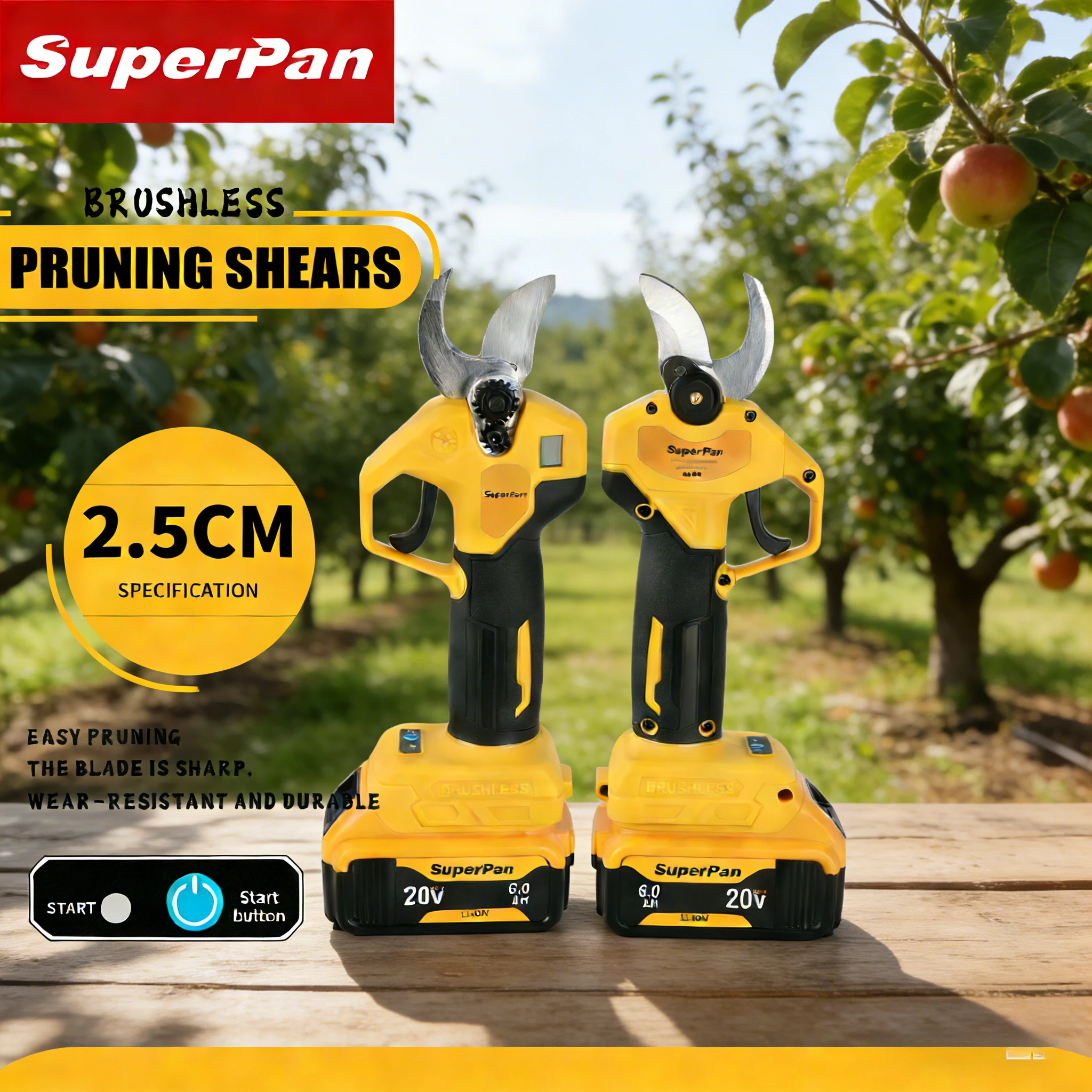 

SuperPan Rechargeable Professional Pruning Shears, 120 Cuts/Min for Commercial Orchard & Garden Use for dewalt 20V battery pin