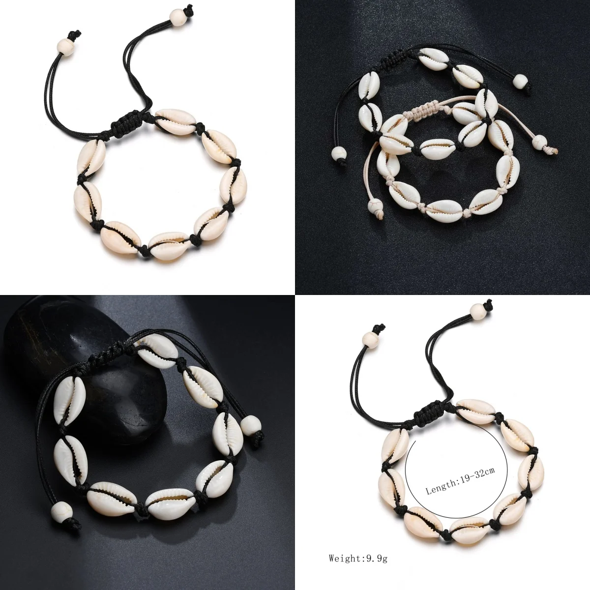 New Bohemian Shell Charm Bracelets For Women Men Summer Sandy Beach Handmade String Rope Chains Bangle DIY Jewelry Accessories