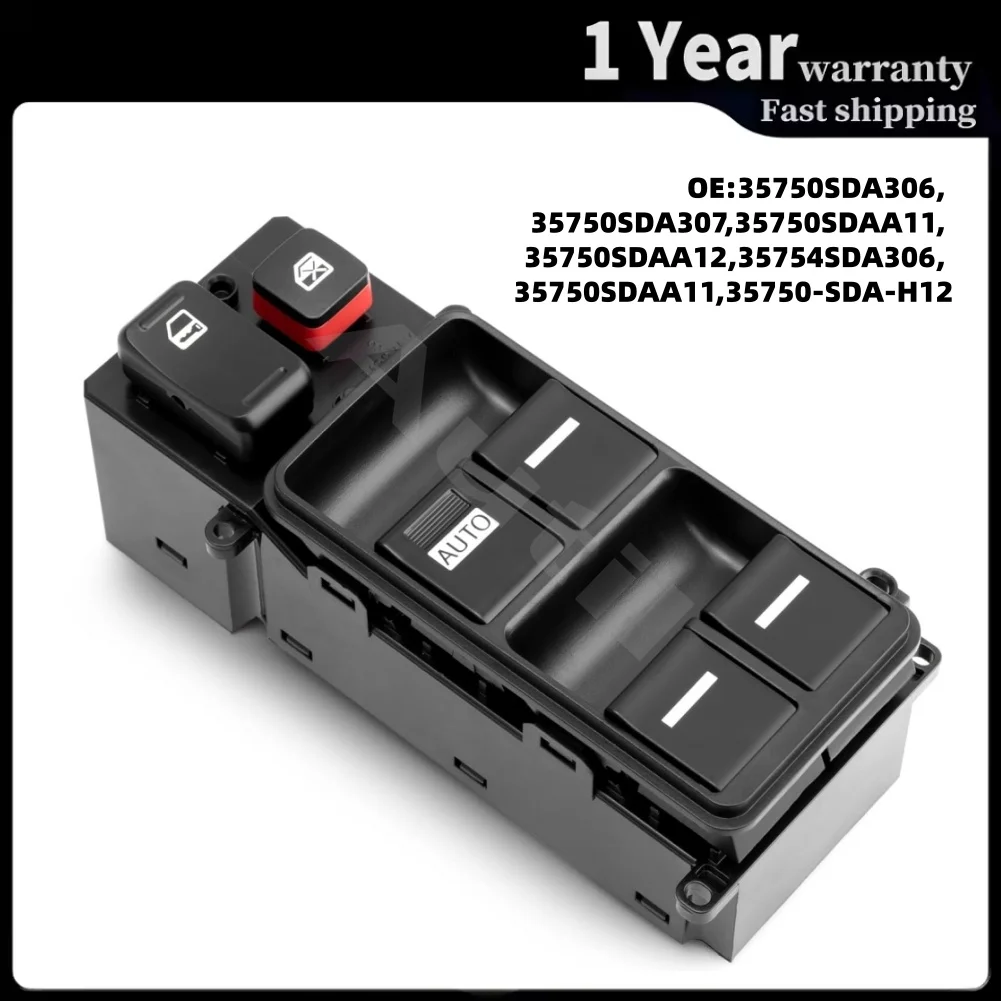 LHD Driver Master Window Switch 35750-SDA-H12 for Honda Accord 2003-2007 Power Window Control Button Car Accessories