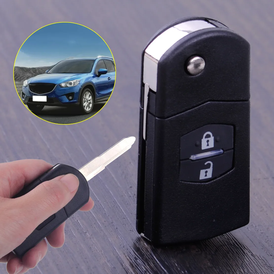 Car Flip Key Case 2 Buttons Remote Fob Shell Blank Key Housing Replacement Fit Mazda 3 Mazda5 Mazda6 Auto Key Cover