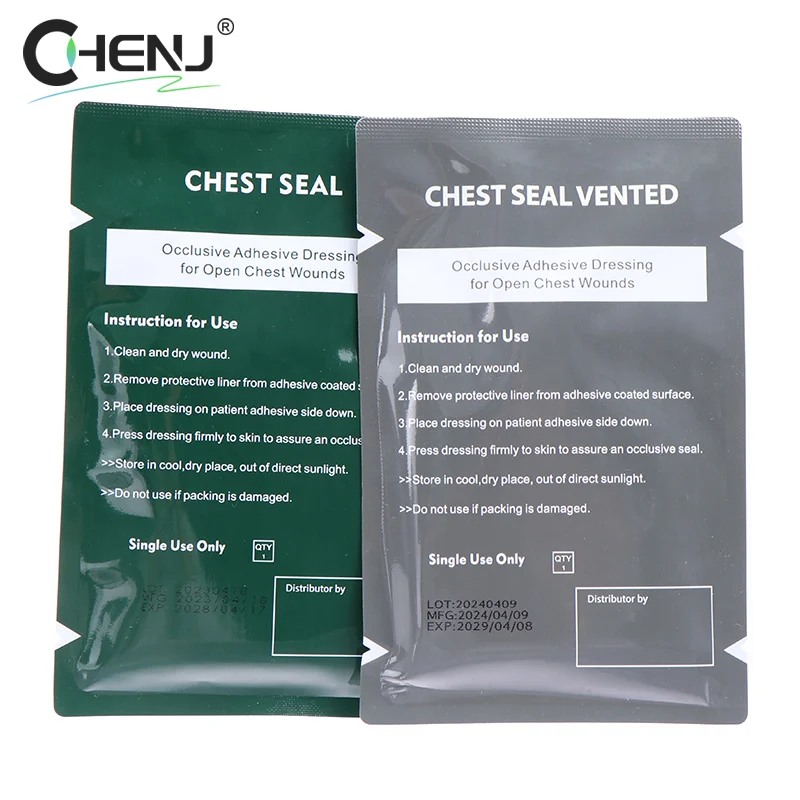 Portable Square Medical Chest Seal Vented Dressing Bandage First Aid Kit Rescue Chest Seal Outdoor Emergency Medical Tool