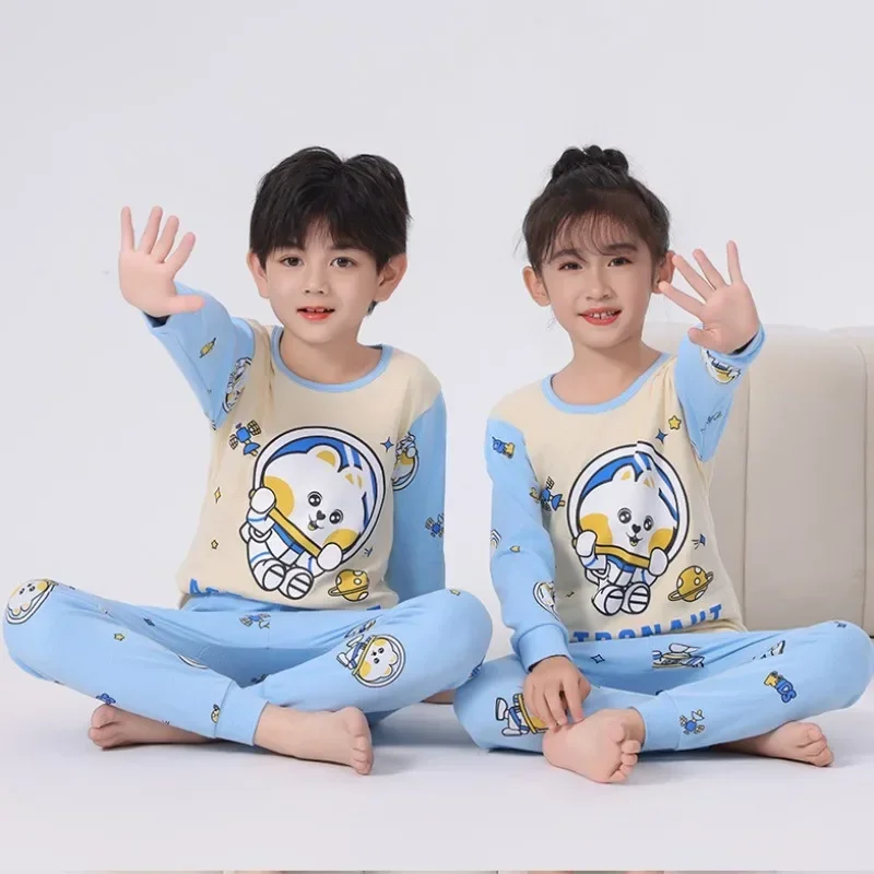 Autumn Long Sleeved Children\'s Clothing Sleepwear Baby Boys Pajamas Teen Pajama Cotton Pyjamas Sets For Kids 6 8 10 12 14 Years