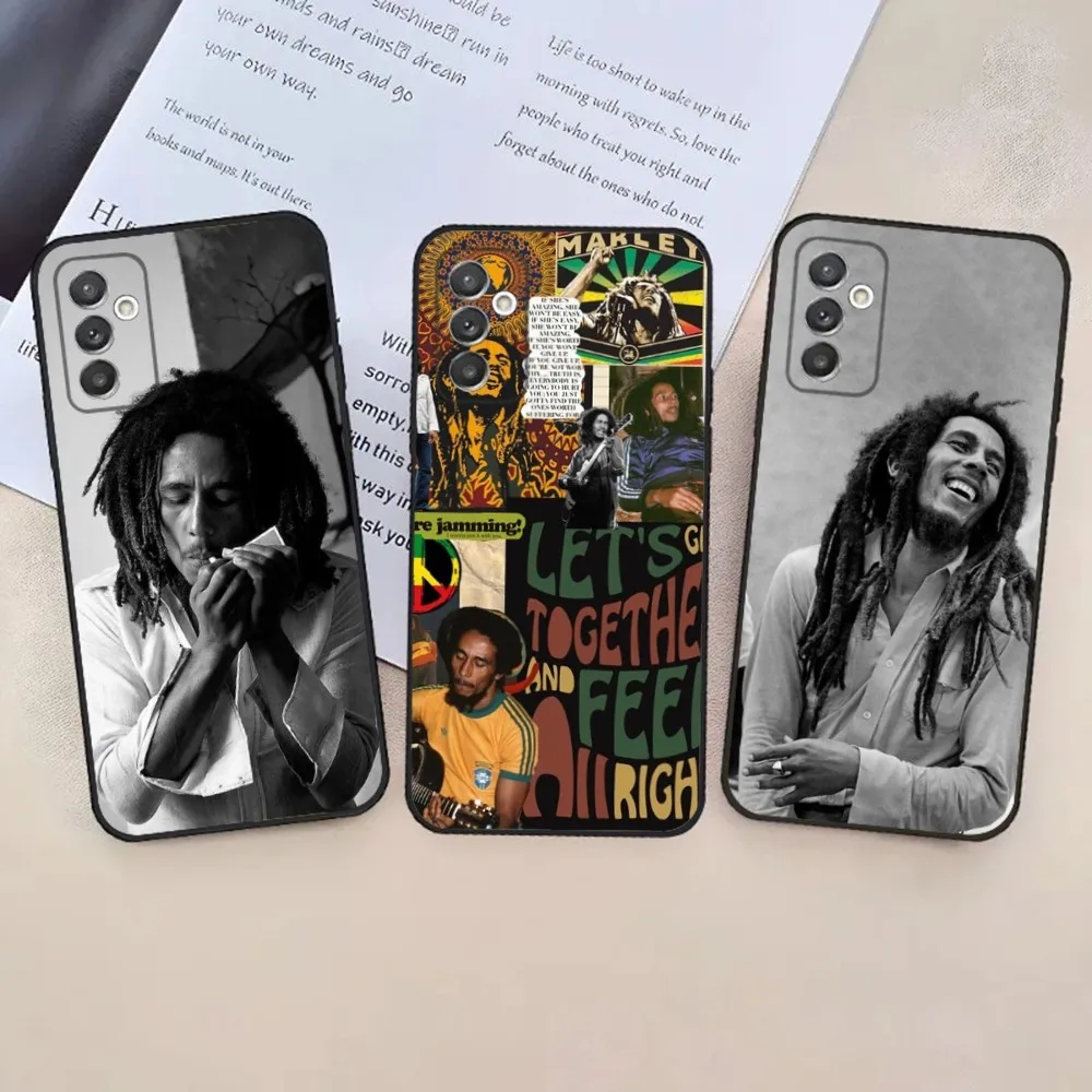 

Singer Bob Marley Phone Case For Samsung S24,23,22,30,21,10,9,Ultra,Plus,Lite,FE,5G Black Soft Case