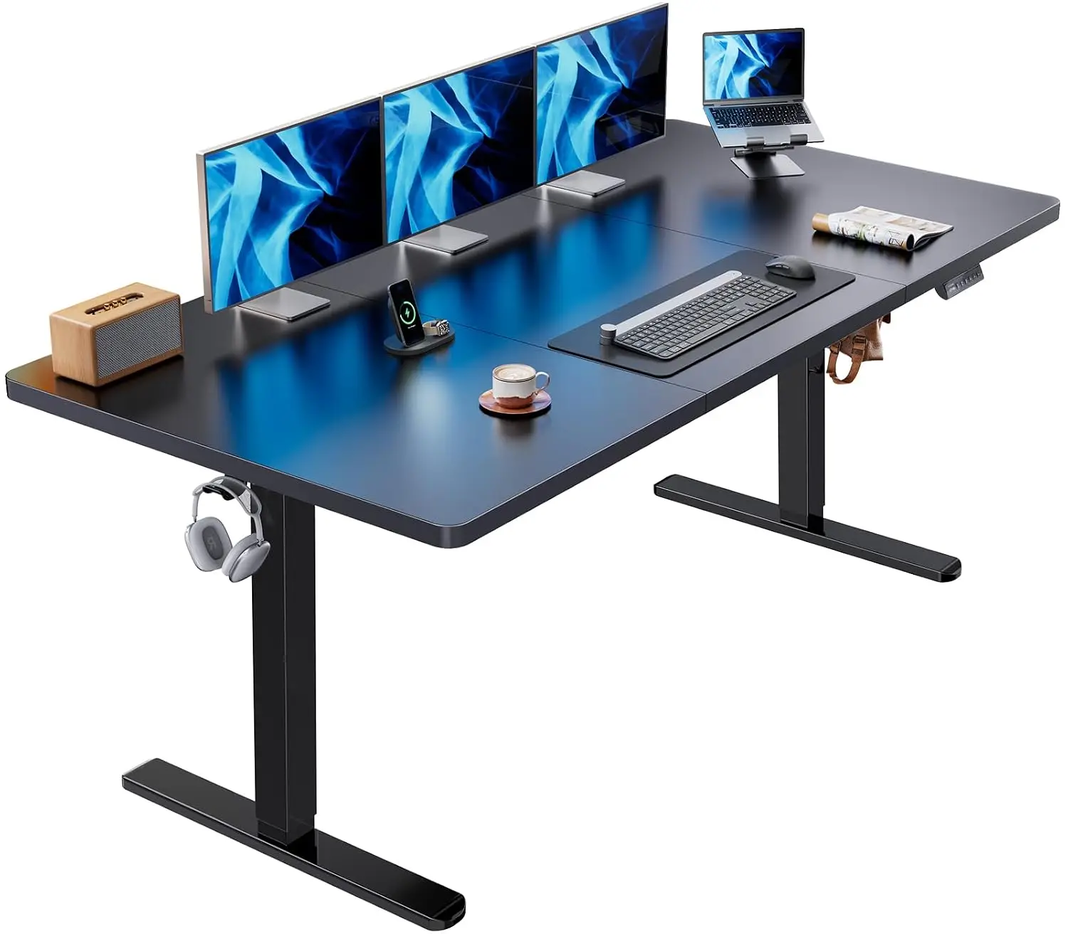 71 x 35 Inch Large Electric Standing Desk, Brushless Motor, Black | 35 Inch Deep Desktop, 220 lb Capacity, 4 Memory, Customized