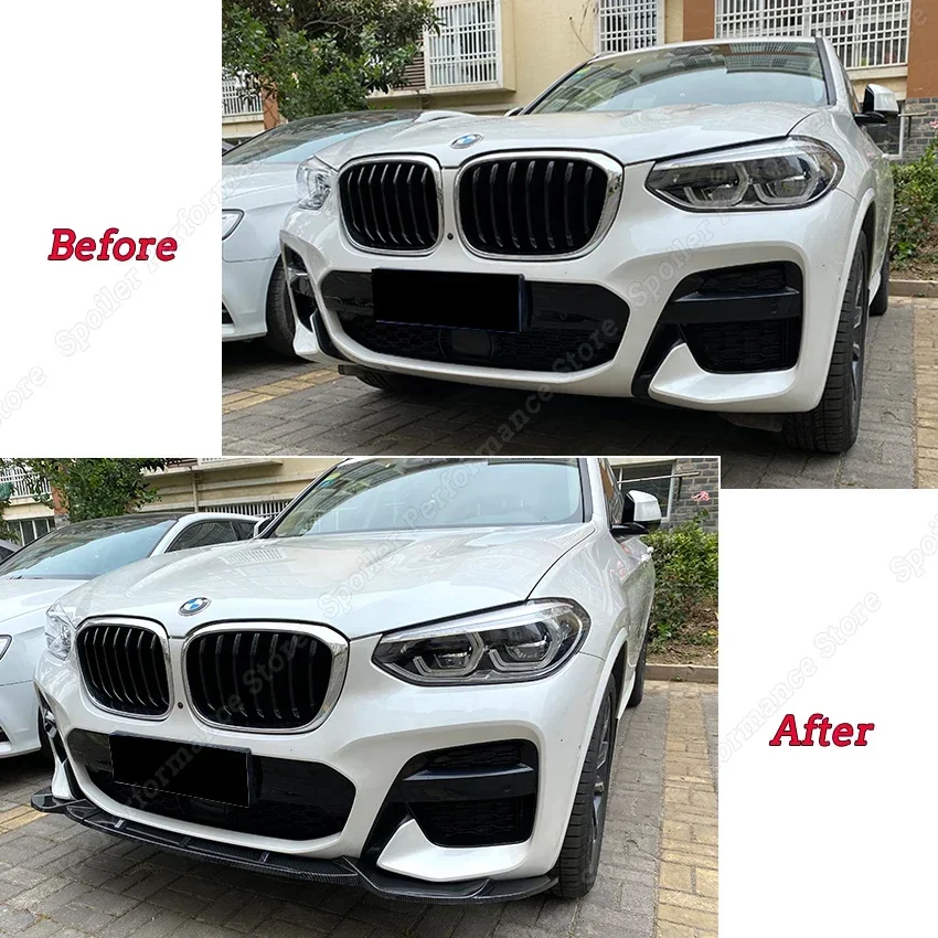 For BMW X3 X4 G01 G02 M Pack Car Front Bumper Splitter Lip Spoiler Diffuser Guard Body Kit Cover 2018 2019 2020 2021 Tuning New