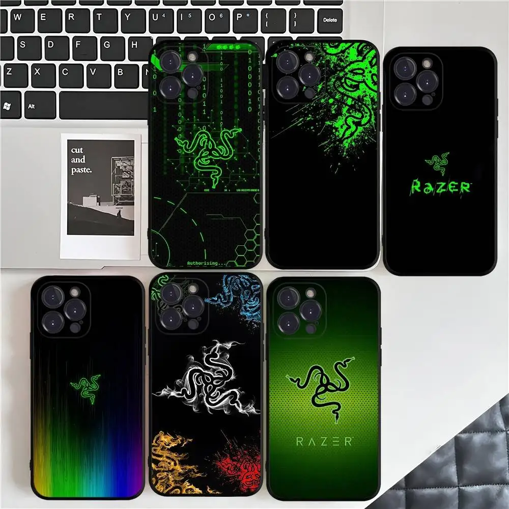 R-RAZER Logo Handyhülle für iPhone 17 16 15 14 13 12 Mini 11 Pro Max Plus aus weichem Silikon