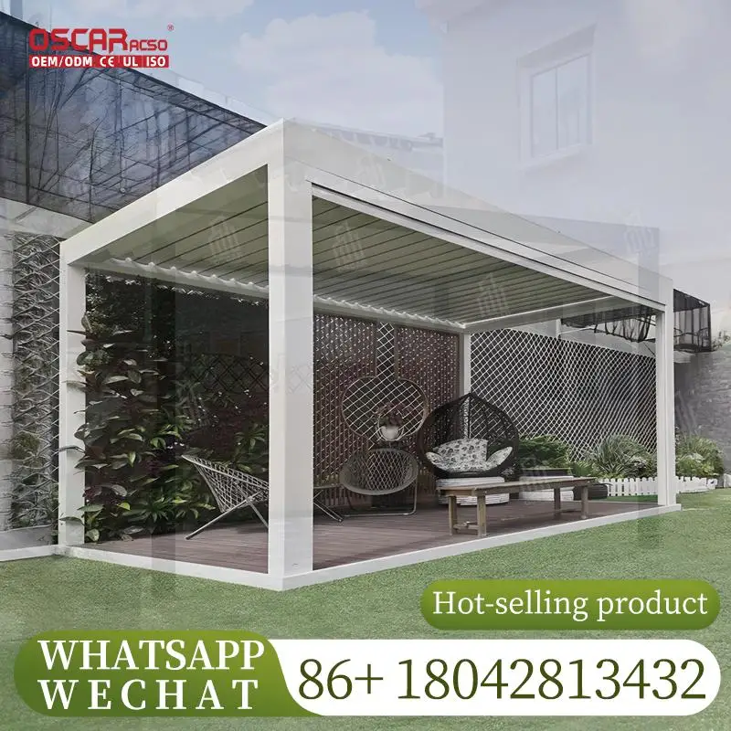 400cm X 600cm Outdoor Motorized Waterproof Garden Pergola with RGB Cover Powder Coated Frame Customizable for Patio Backyard Poo